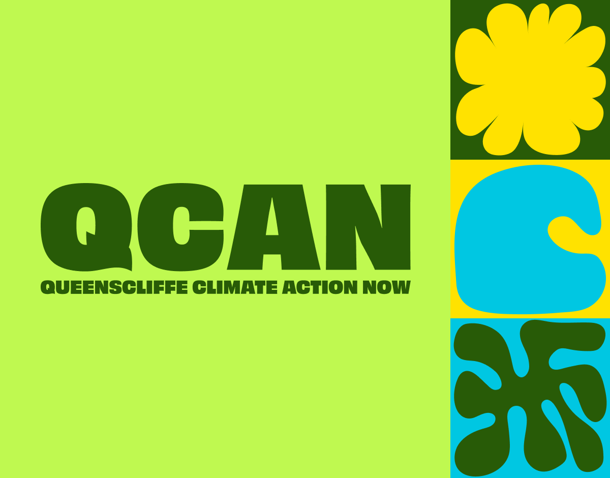 Queenscliffe Climate Action Now green, yellow and blue logo